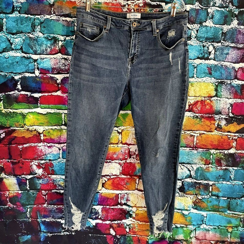 Pistola Raw Hem Cropped Distressed Denim jeans Size 32